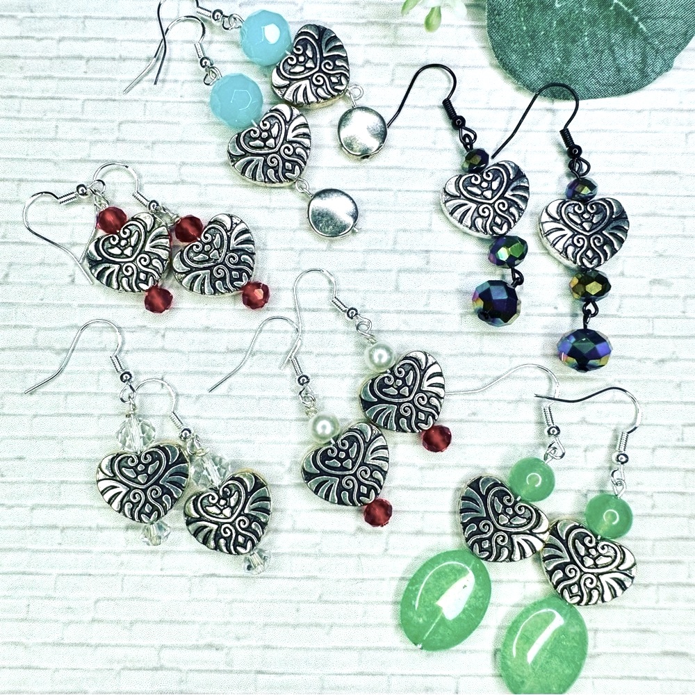 3/$25 Silver Heart Earrings